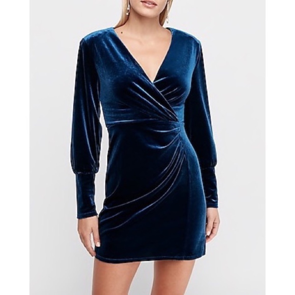 Express Blue Velvet Dress